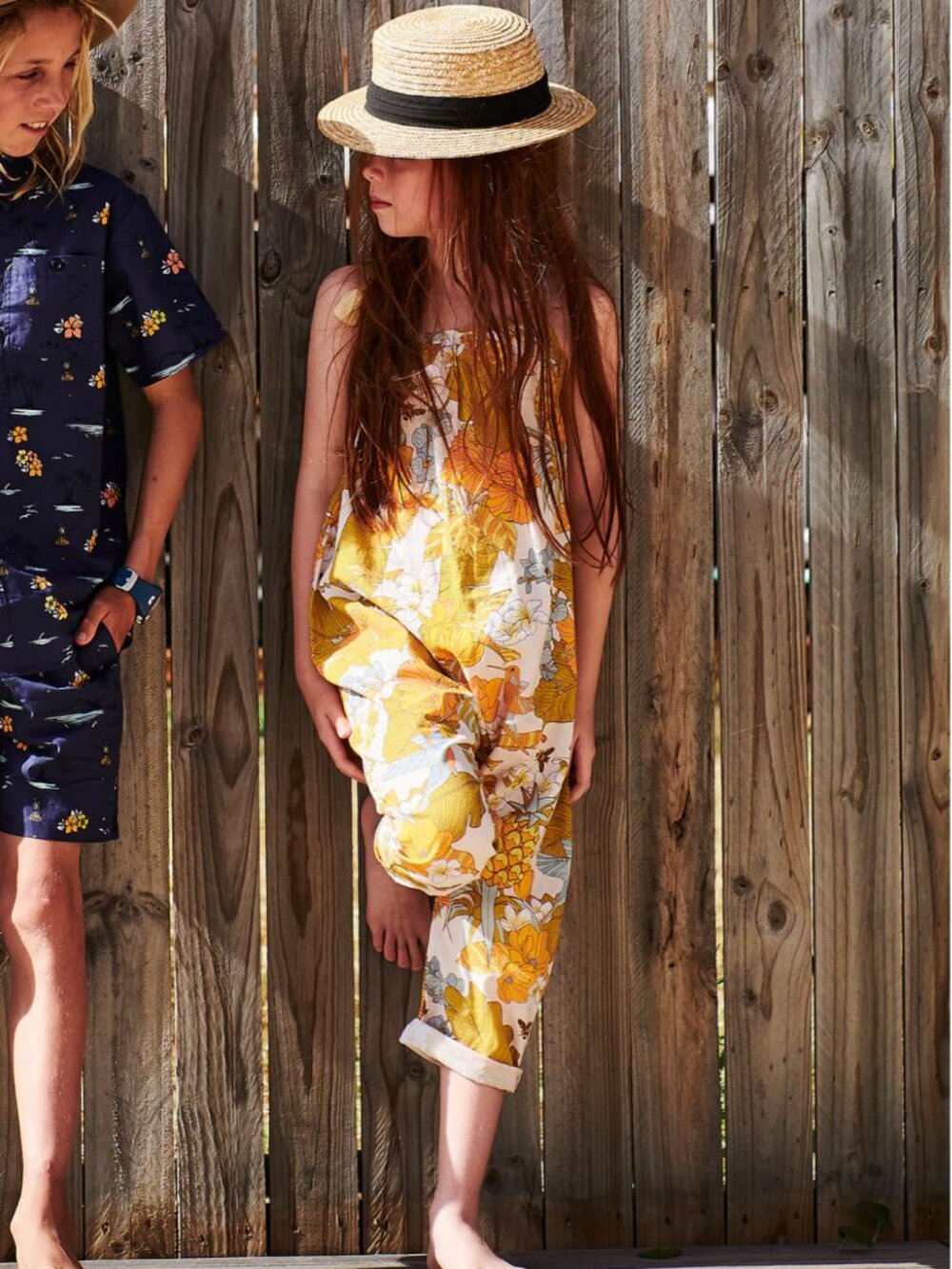 NEW Munster Kids Island Girls Tropical Pineapple Floral Birds Linen Jumpsuit 2